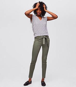 Loft Skinny Patch Pocket Tie Waist Pants