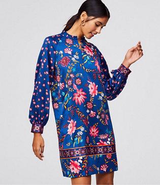 Loft Wildflower Satin Shift Dress