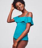 Loft Beach Ruffle Off The Shoulder Tankini Top