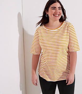Loft Plus Striped Vintage Soft Shirttail Tee