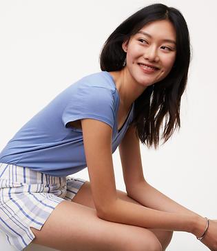 Loft Striped Riviera Shorts With 4 Inch Inseam