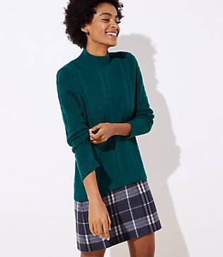 Loft Mock Neck Cable Sweater