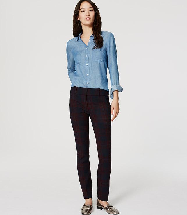 Loft Plaid Essential Skinny Ankle Pants In Marisa Fit
