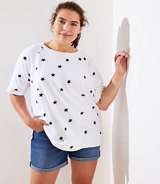 Loft Plus Star Embroidered Sweatshirt Tee