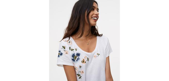 Loft Petal Embroidered Vintage Soft Tee