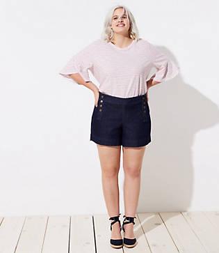 Loft Plus Denim Sailor Shorts In Dark Rinse Wash