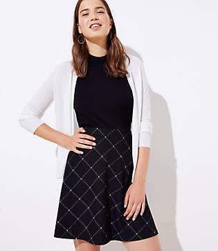 Loft Plaid Knit Flippy Skirt