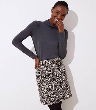Loft Leopard Print Shift Skirt
