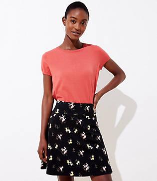 Loft Floral Curved Yoke Flippy Skirt