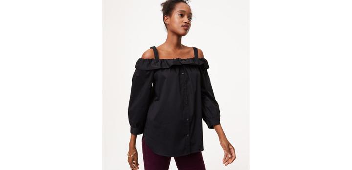 Loft Off The Shoulder Button Down Shirt