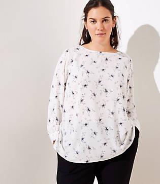 Loft Plus Bouquet Button V Back Blouse