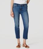 Loft Frayed Straight Crop Jeans In Medium Bleach Wash