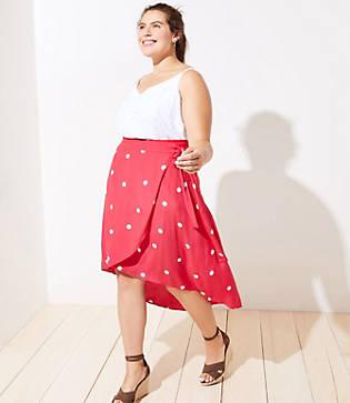 Loft Plus Polka Dot Wrap Skirt