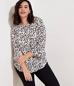 Loft Plus Spotted Double Ruffle Cuff Blouse