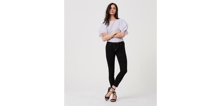 Loft Modern Lace Up Skinny Jeans In Black