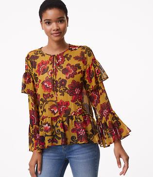 Loft Woodland Bell Sleeve Blouse