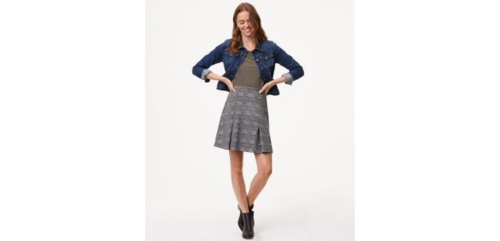 Loft Plaid Pull On Skirt