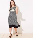 Loft Plus Mixed Stripe Cutout Back Midi Dress