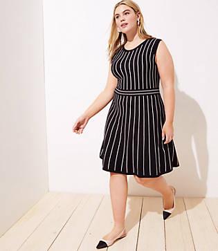 Loft Plus Striped Flare Sweater Dress