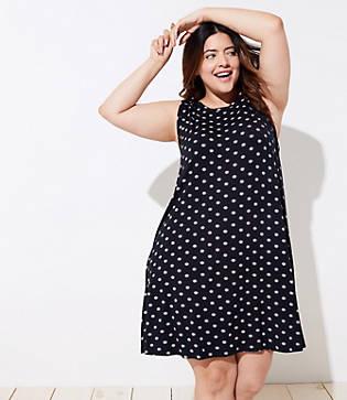 Loft Plus Polka Dot Sleeveless Swing Dress