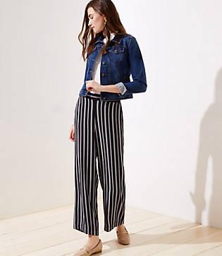 Loft Striped Fluid Wide Leg Pants