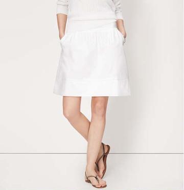 LOFT Poplin Full Skirt, White