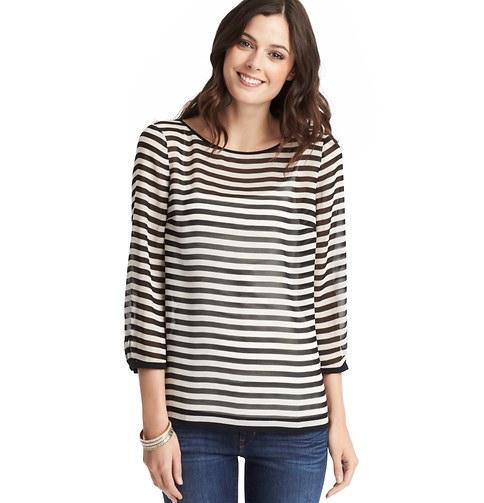 Loft Tailor Stripe Sheer Blouse