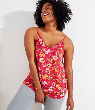 Loft Plus Floral Picot Trim V Neck Cami