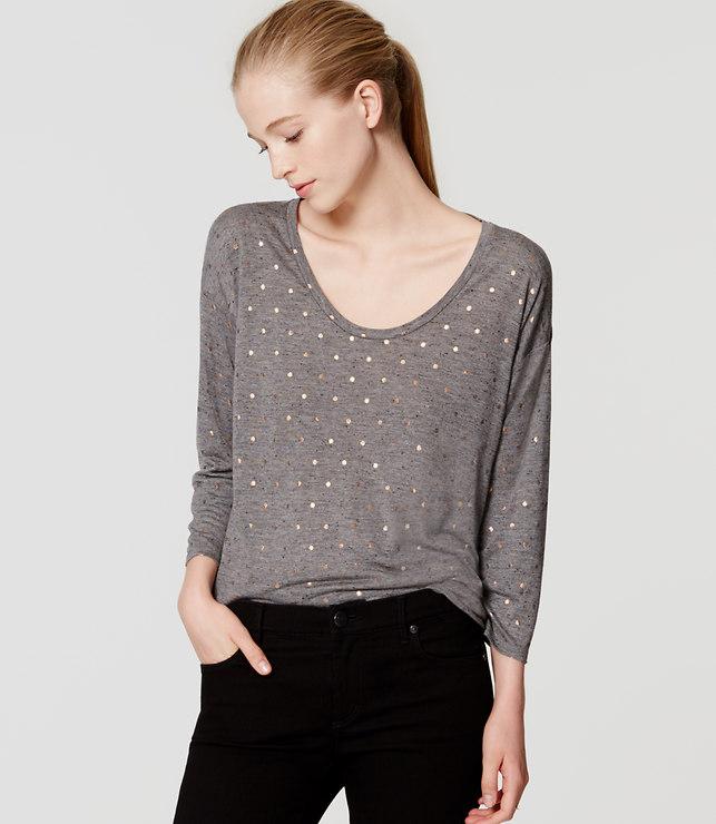 Loft Shimmer Dot Drapey Tee