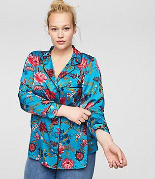 Loft Plus Wildflower Satin Shirt