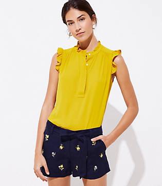 Loft Floral Tie Waist Shorts