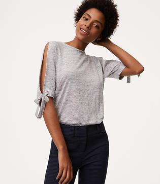 Loft Linen Tie Split Sleeve Tee
