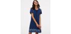 Loft Embroidered Lace Up Swing Dress