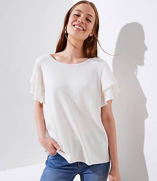 Loft Mixed Media Flutter Sweater