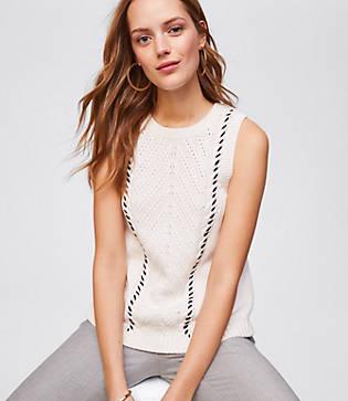 Loft Sleeveless Cable Knit Sweater