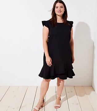 Loft Plus Wraparound Flounce Flare Dress