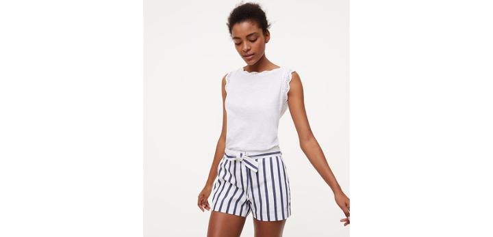 Loft Striped Tie Waist Riviera Shorts