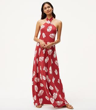 Loft Beach Palm Halter Maxi Dress