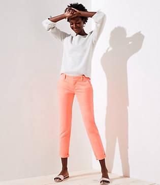 Loft Neon Cuffed Girlfriend Chinos