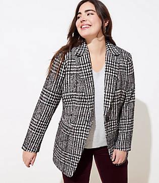 Loft Plus Plaid Tweed Modern Blazer