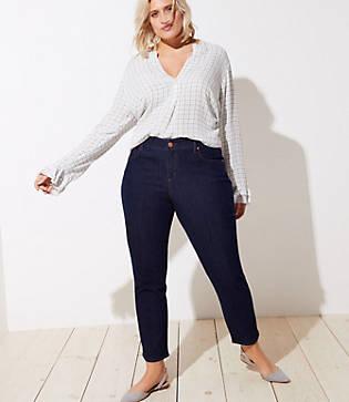 Loft Plus Straight Leg Jeans In Dark Rinse Wash
