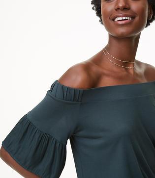 Loft Off The Shoulder Flounce Sleeve Top