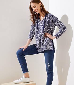 Loft Spacedye Textured Hoodie Top