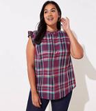 Loft Plus Plaid Ruffle Shell