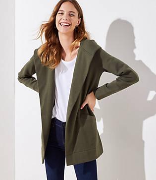Loft Hooded Pocket Open Cardigan