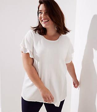 Loft Plus Mixed Media Flutter Sweater