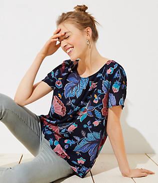 Loft Butterfly Garden Pleat Back Clean Tee