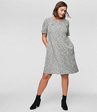 Loft Plus Fringe Tweed Pocket Dress