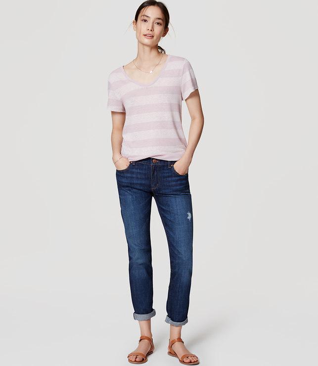 Loft Relaxed Skinny Jeans In Dark Enzyme Wash
