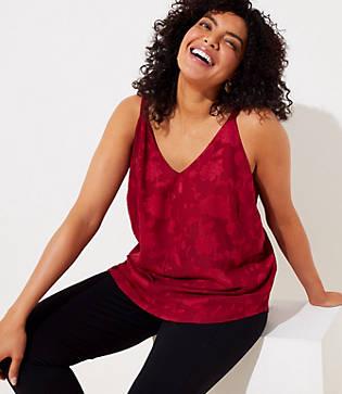 Loft Plus Floral Jacquard Wide Strap Cami